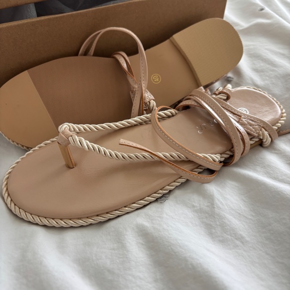 Lace Up Strap Flat Sandals Toe Thong Tie Up Gladiator Rope Summer Shoes - Picture 6 of 7